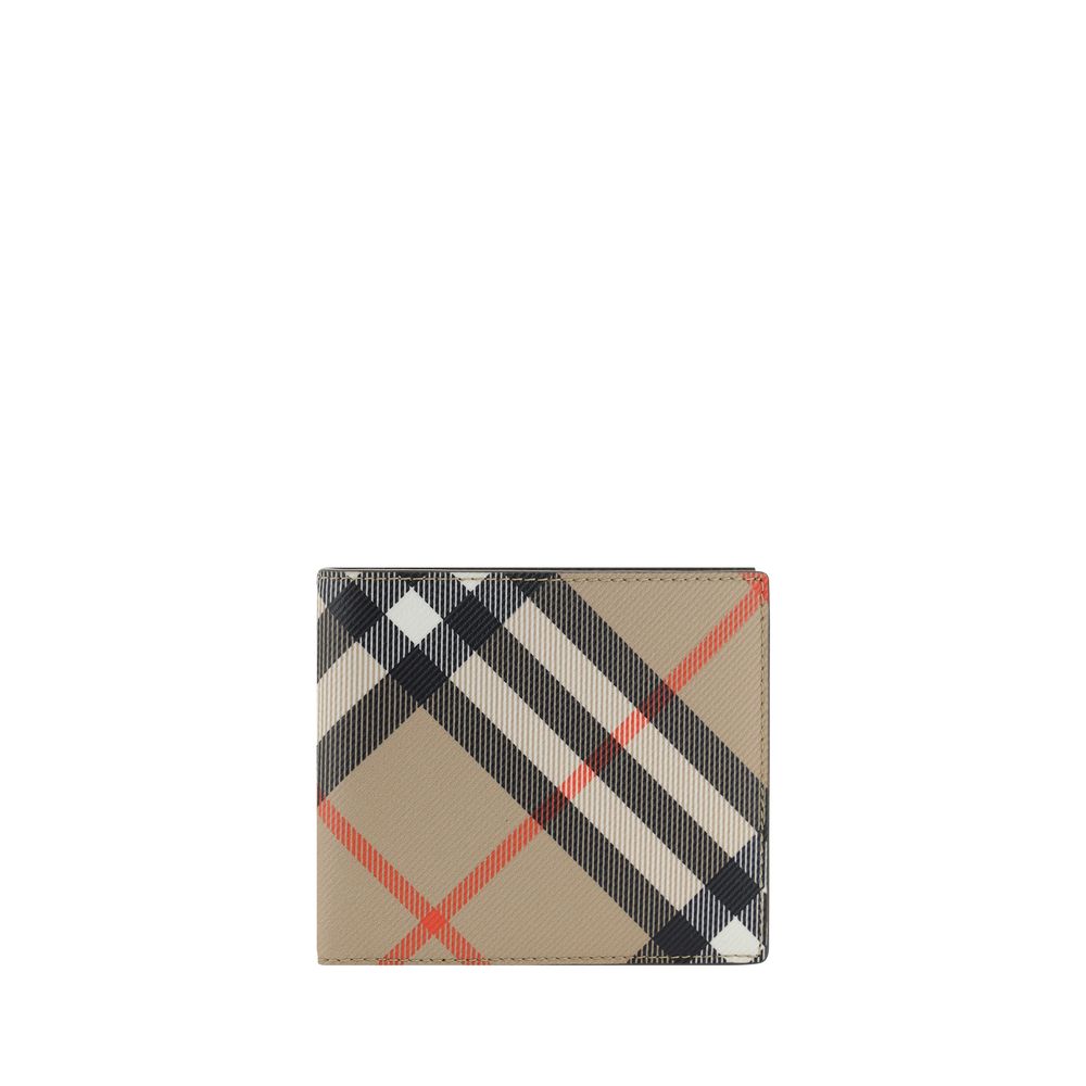 Men's stylish wallet with classic beige, black, white, and red check pattern