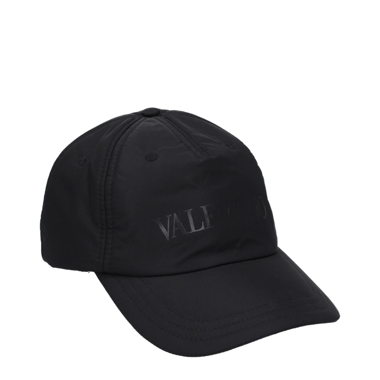 Black Valentino baseball cap with subtle embossed logo and curved brim