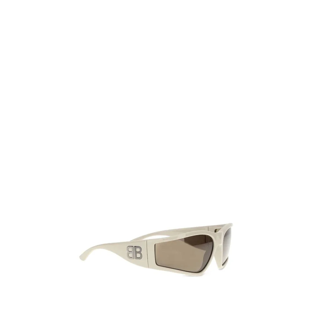 White frame sunglasses with brown tinted lenses on white background