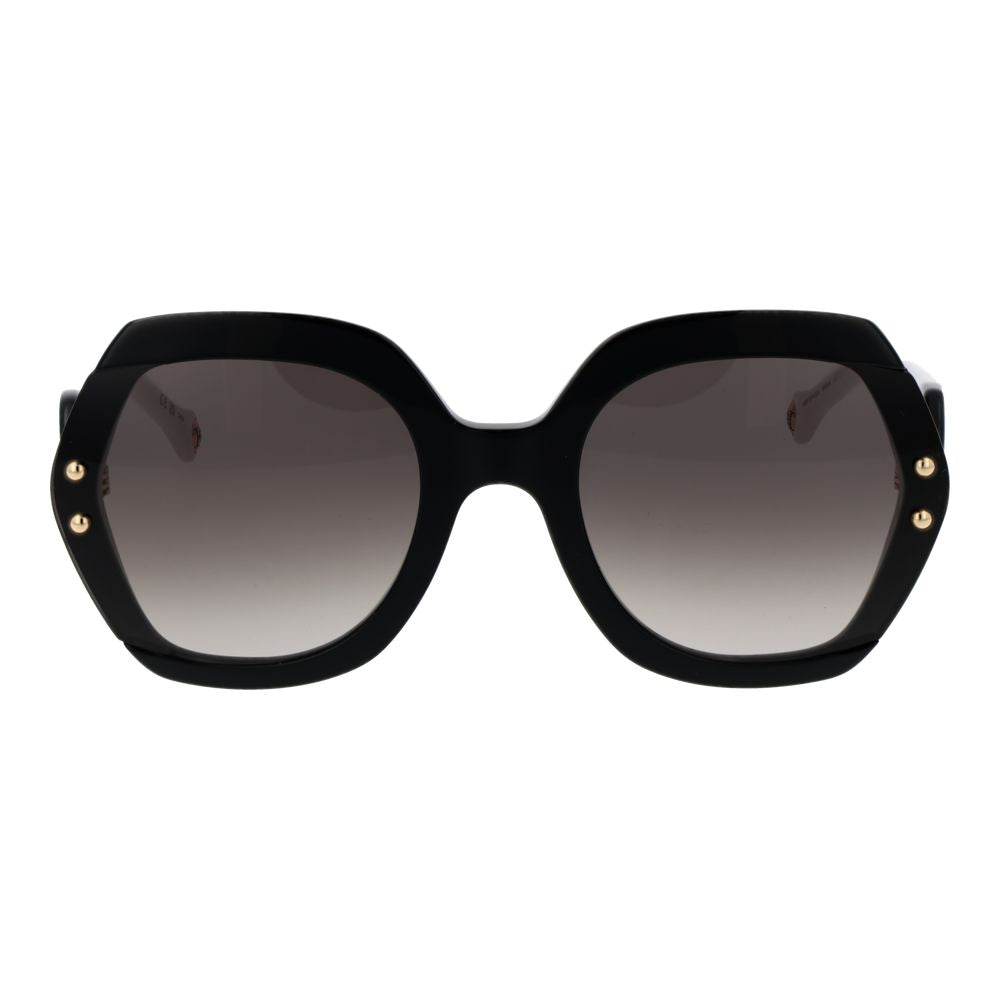 Black and white Carolina Herrera oversized square sunglasses with gradient lenses and gold accents
