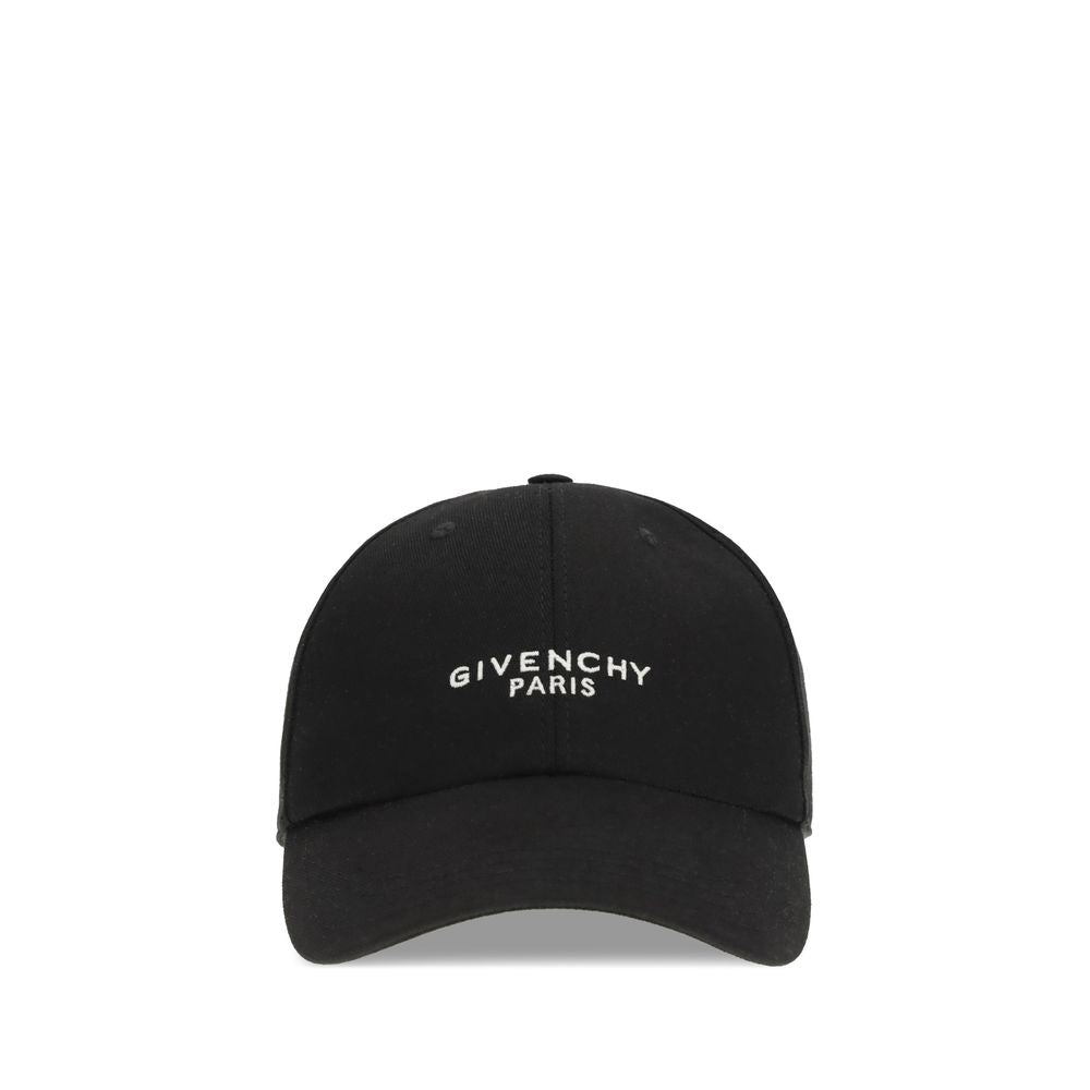 Black Givenchy Paris baseball cap with white embroidered logo on front