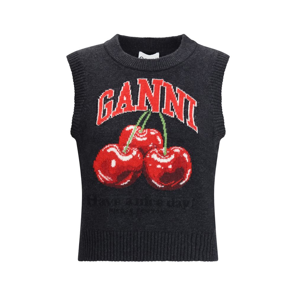 Black "Cherry" Sleeveless Sweatshirt