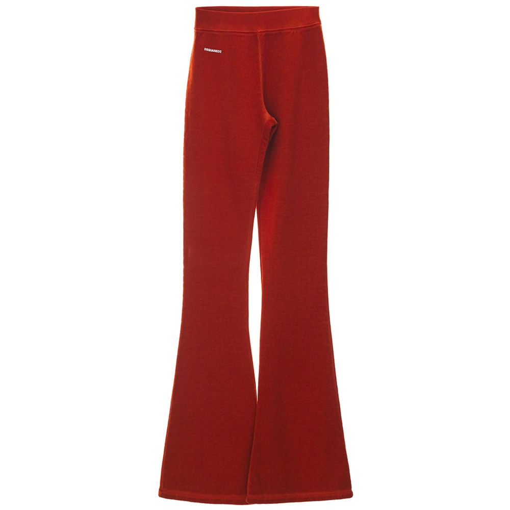 Red Dsquared2 flared pants with high waist and small logo detail