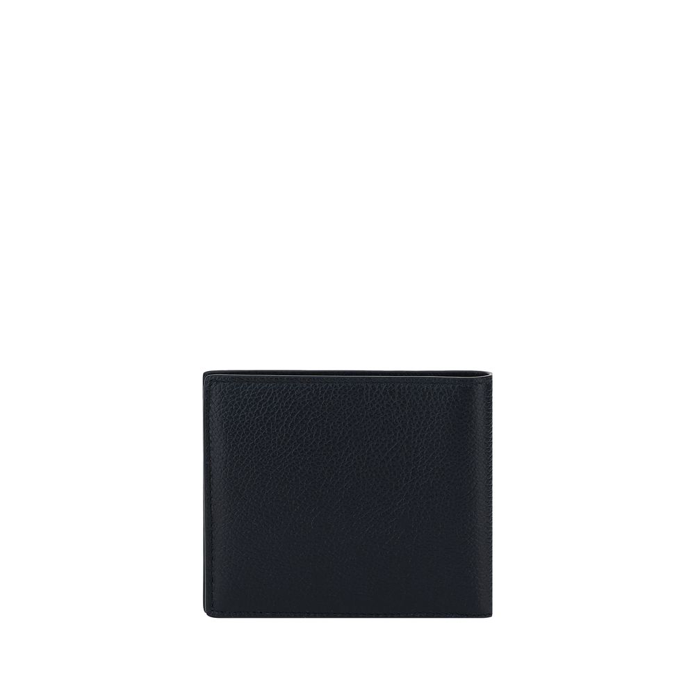 Black Balenciaga leather wallet with white logo on front against white background