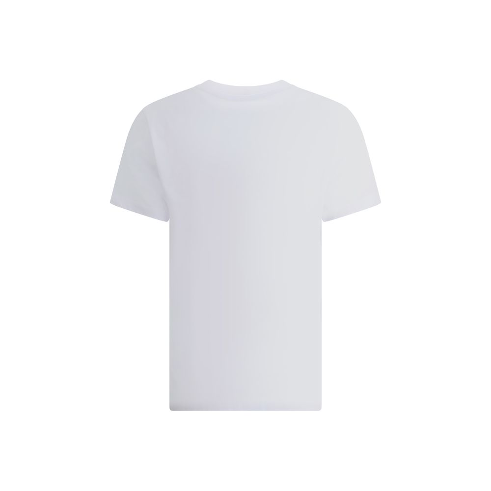 Plain white short sleeve t-shirt shown from the back on white background