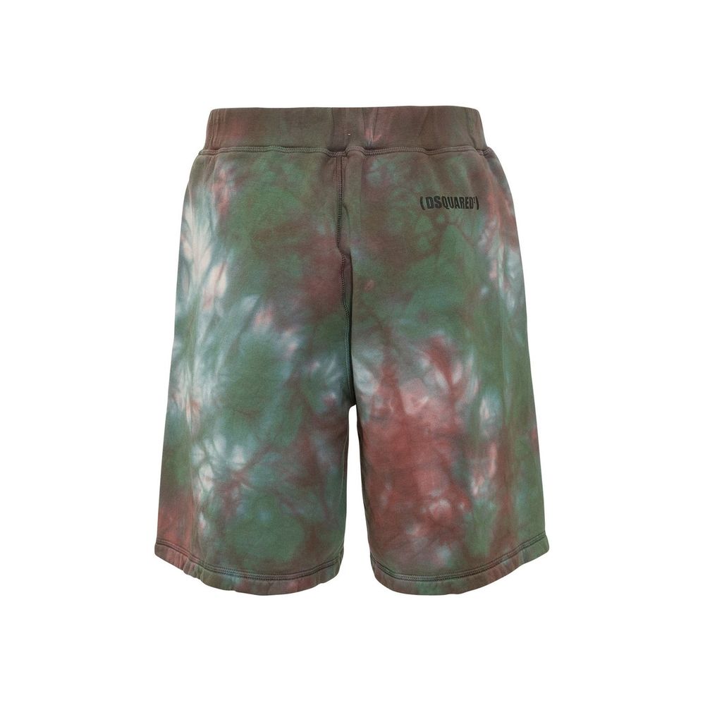 DSquared2 men's tie-dye shorts in green and brown with logo detail on back