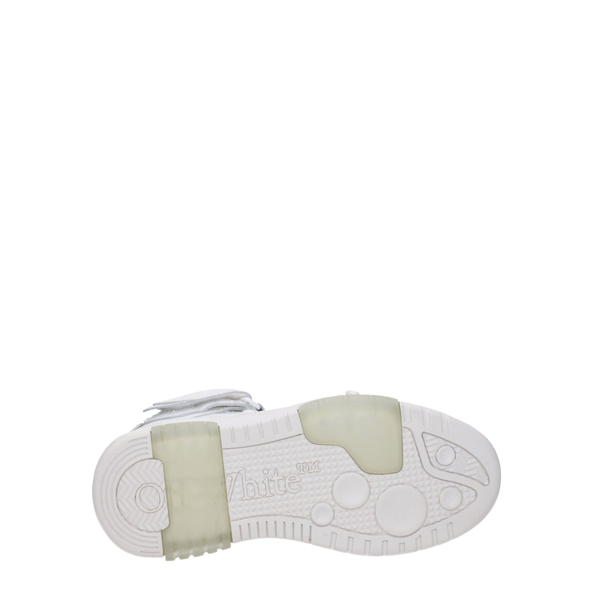 White sneaker sole with Off-White™ logo and translucent rubber grips