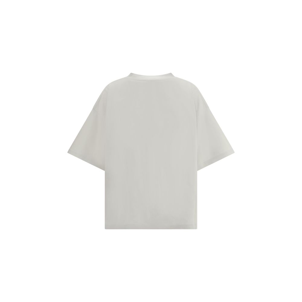 White Balenciaga oversized T-shirt with black logo and double B graphic on front