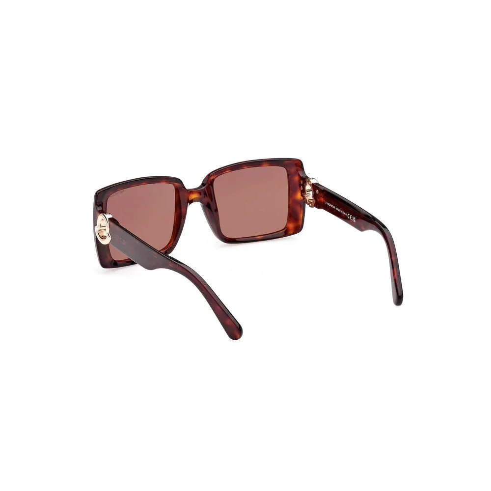 Tortoiseshell square frame sunglasses with brown lenses and gold-tone accents