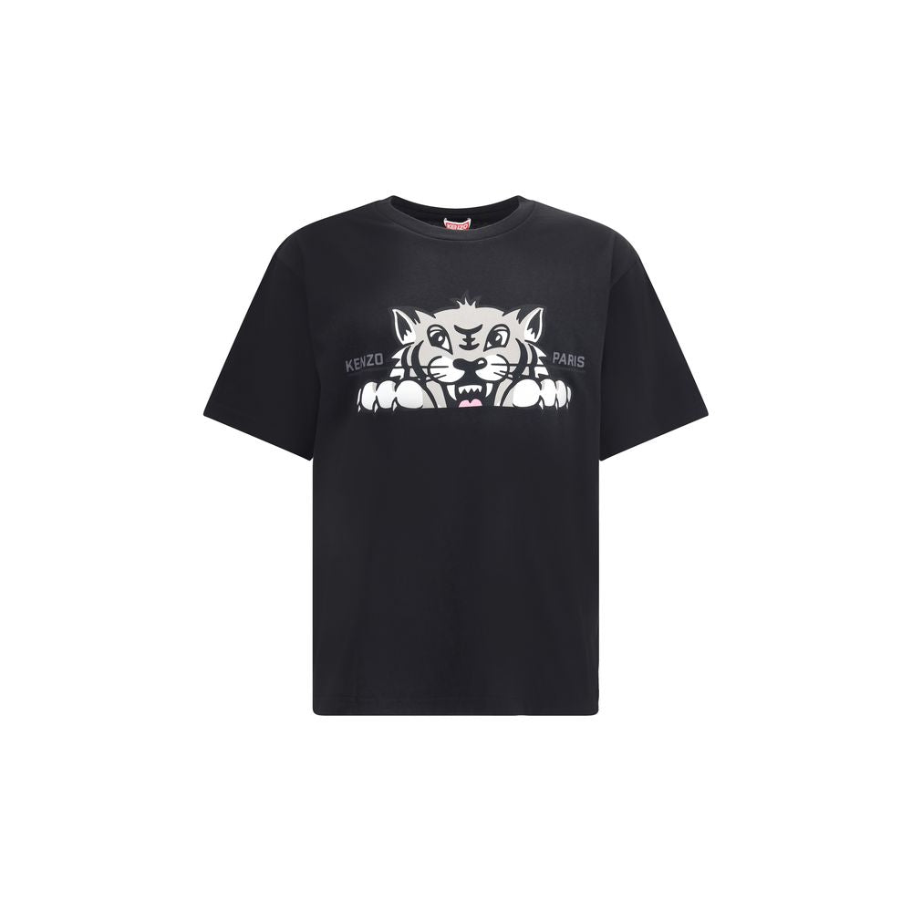 Black Kenzo Paris T-shirt with iconic tiger face graphic on front