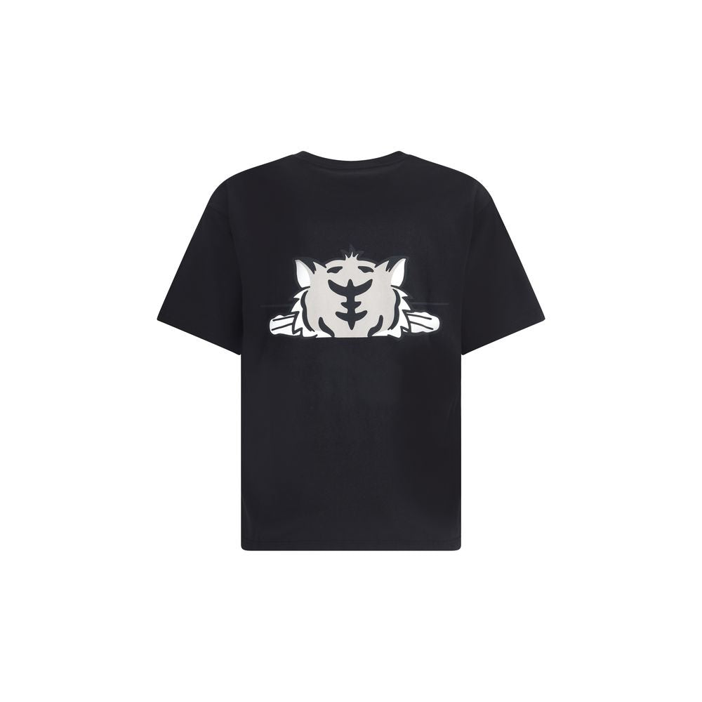 Black t-shirt with white tiger face graphic centered on the back