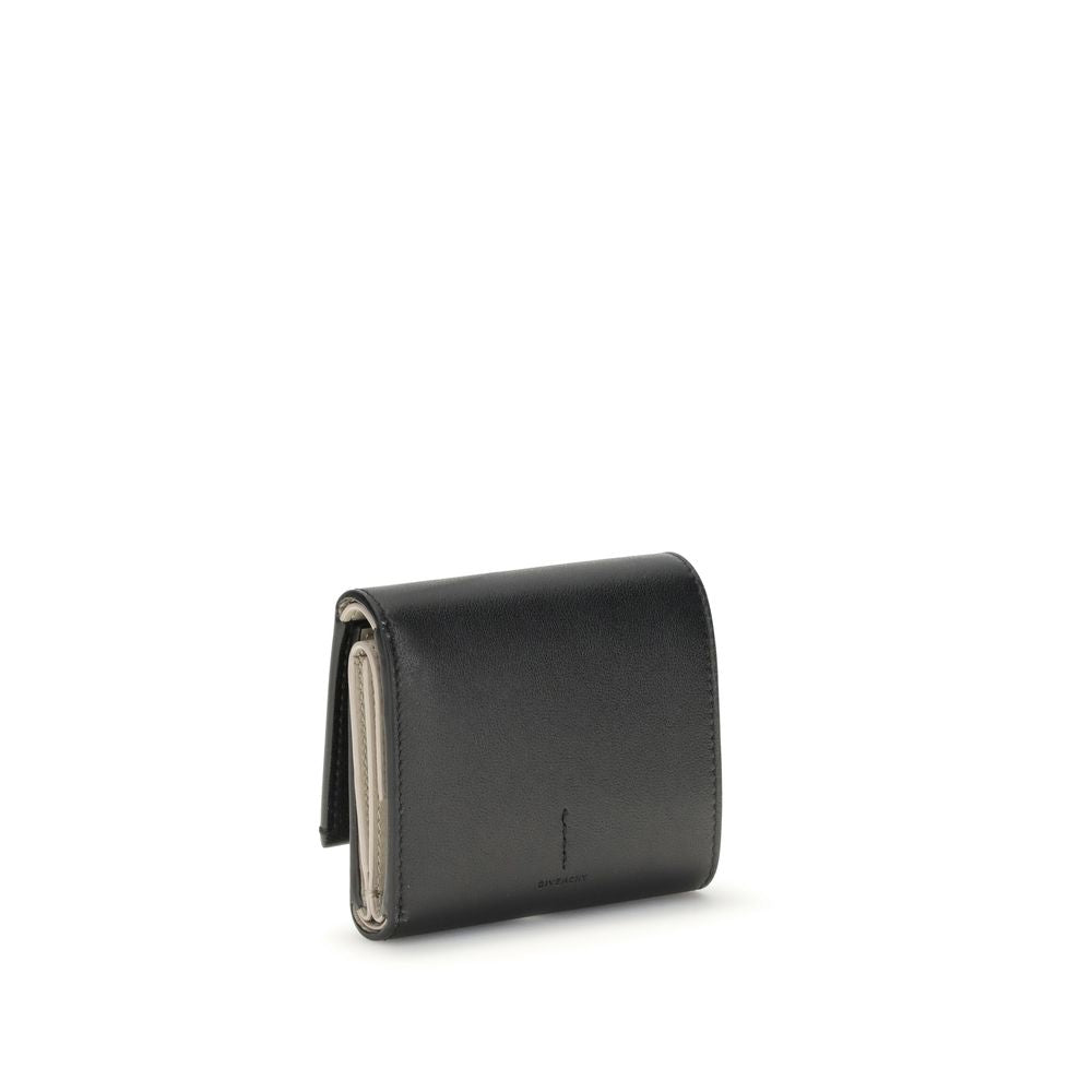 Black Givenchy leather wallet with snap button closure and gold logo