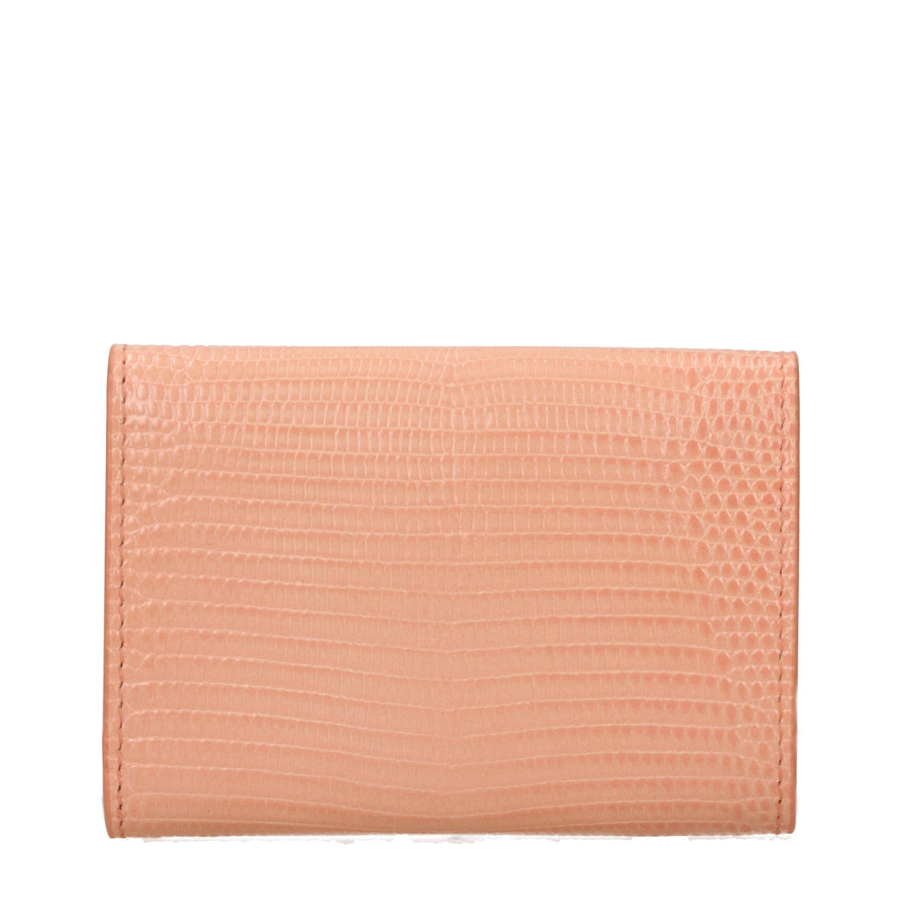 Jil Sander peach textured leather wallet with silver logo and fold-over flap