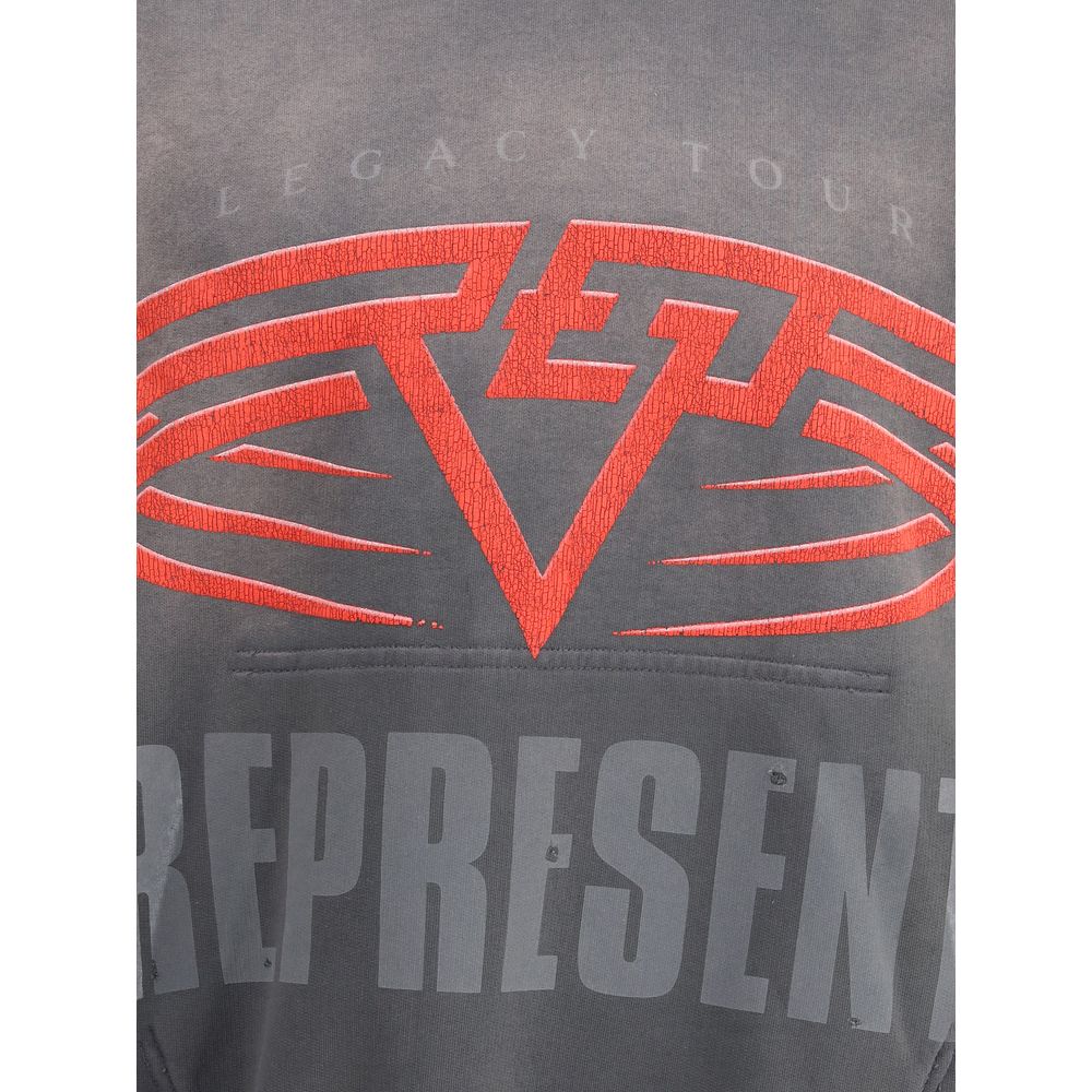 Vintage gray Van Halen Legacy Tour hoodie with cracked red logo and faded text