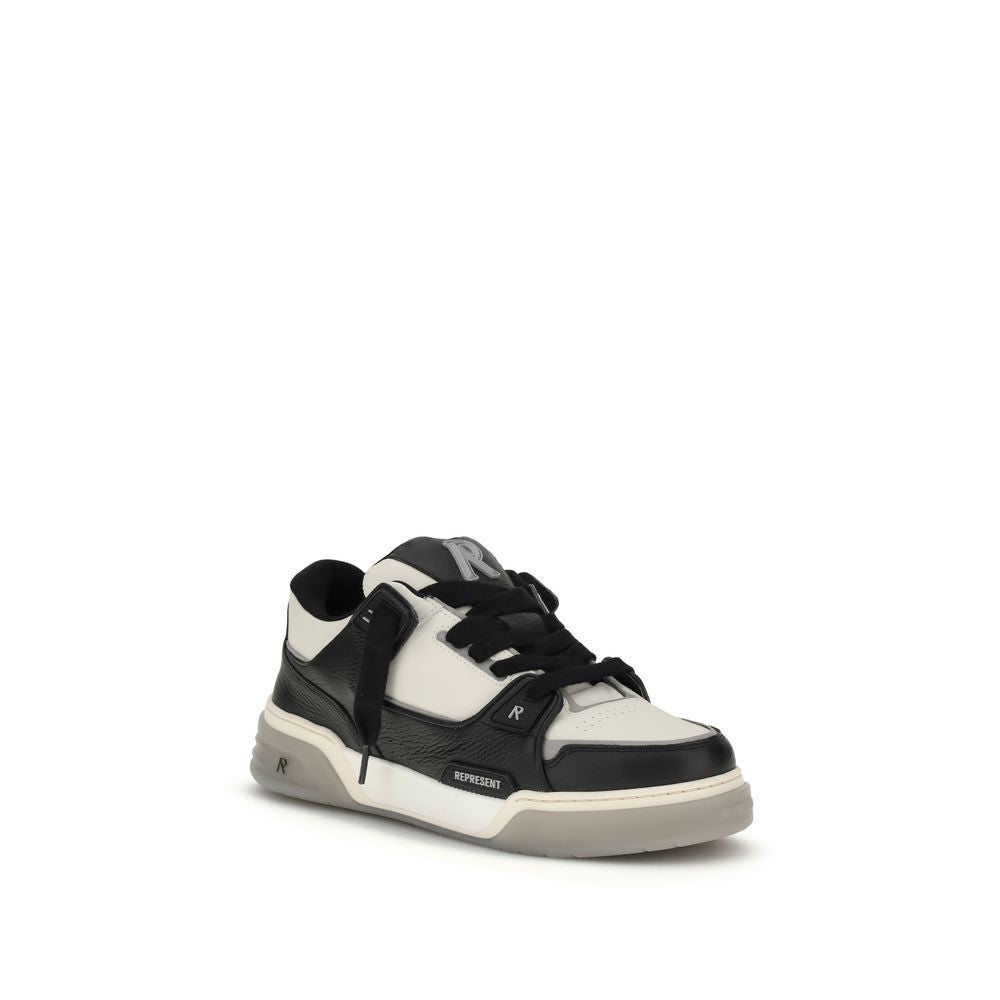 Black and white Represent low-top sneaker with chunky sole on white background