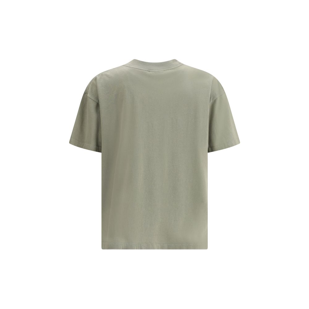 Plain light olive green short-sleeve cotton t-shirt back view