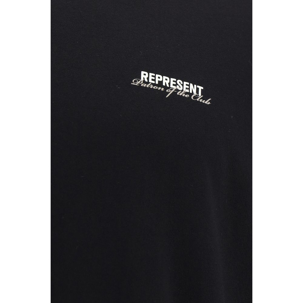 Black t-shirt with white and cursive text reading 'REPRESENT Patron of the Club'