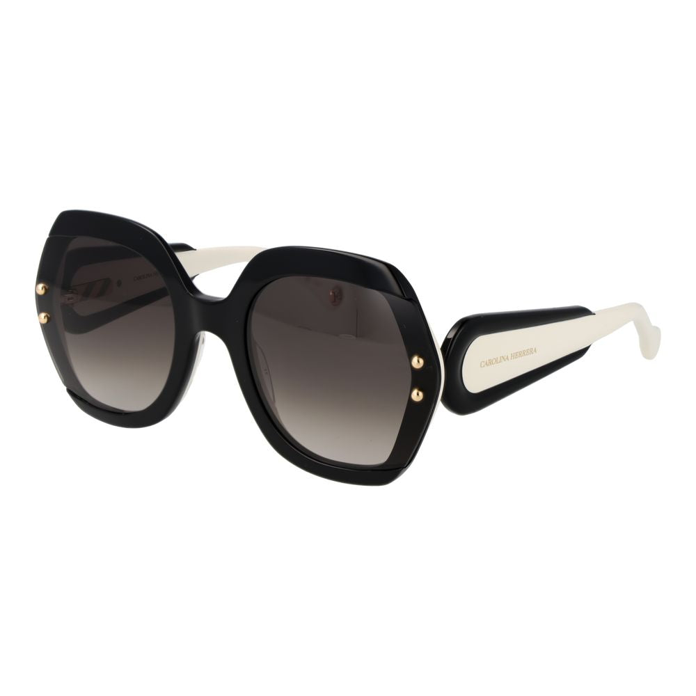 Black and white Carolina Herrera oversized square sunglasses with gradient lenses and gold accents