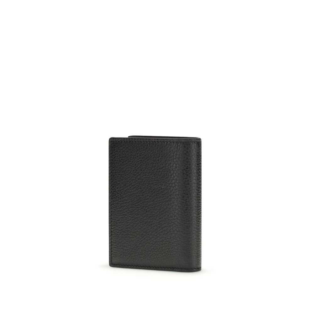 Black Givenchy Paris grained leather wallet with white logo on front