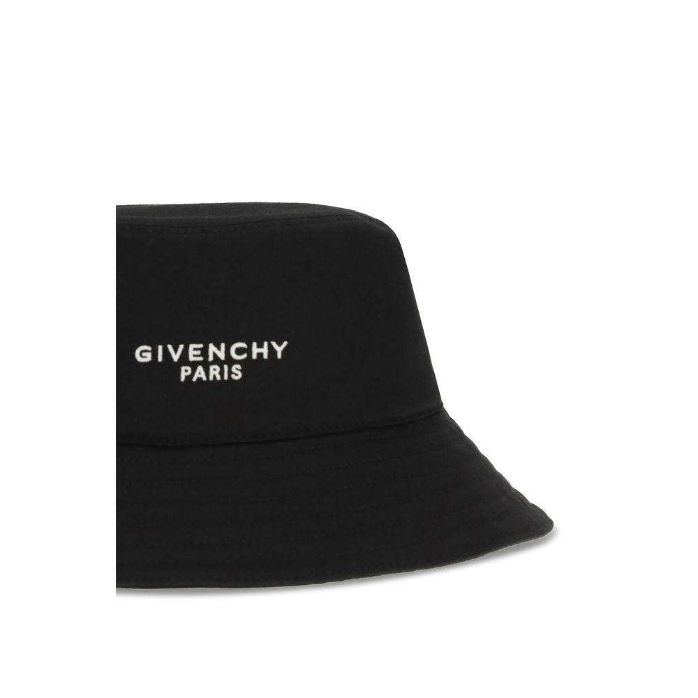 Black Givenchy Paris bucket hat with white embroidered logo