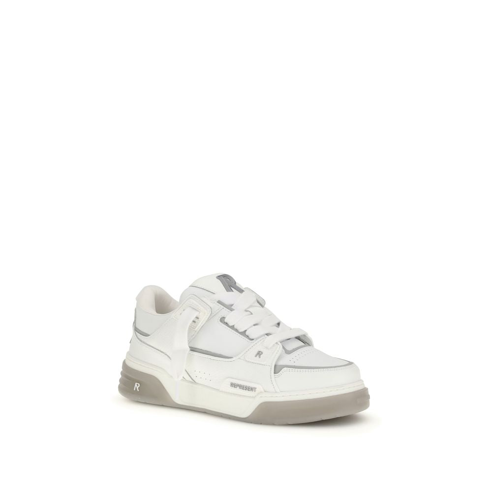 White leather Represent low-top sneaker with gray sole and branded details